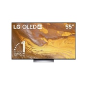 Vista frontal TV LG OLED evo AI 55", incluye Magic Remote